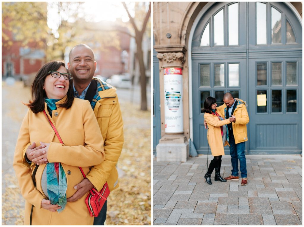 Séance photo de couple au cente d'histoire de Montréal au Vieux-Port